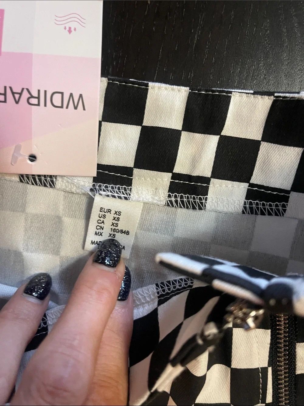 Checkerboard Mini Skirt with Ring Zippers - Black & White NWT - Picture 3 of 3